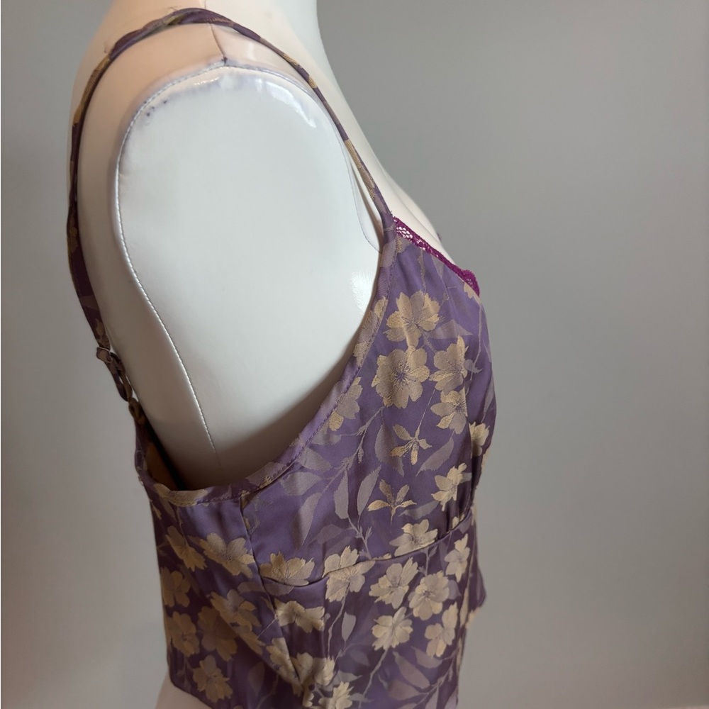 Commense floral satin Purple Women's Top - Picture 4 of 5